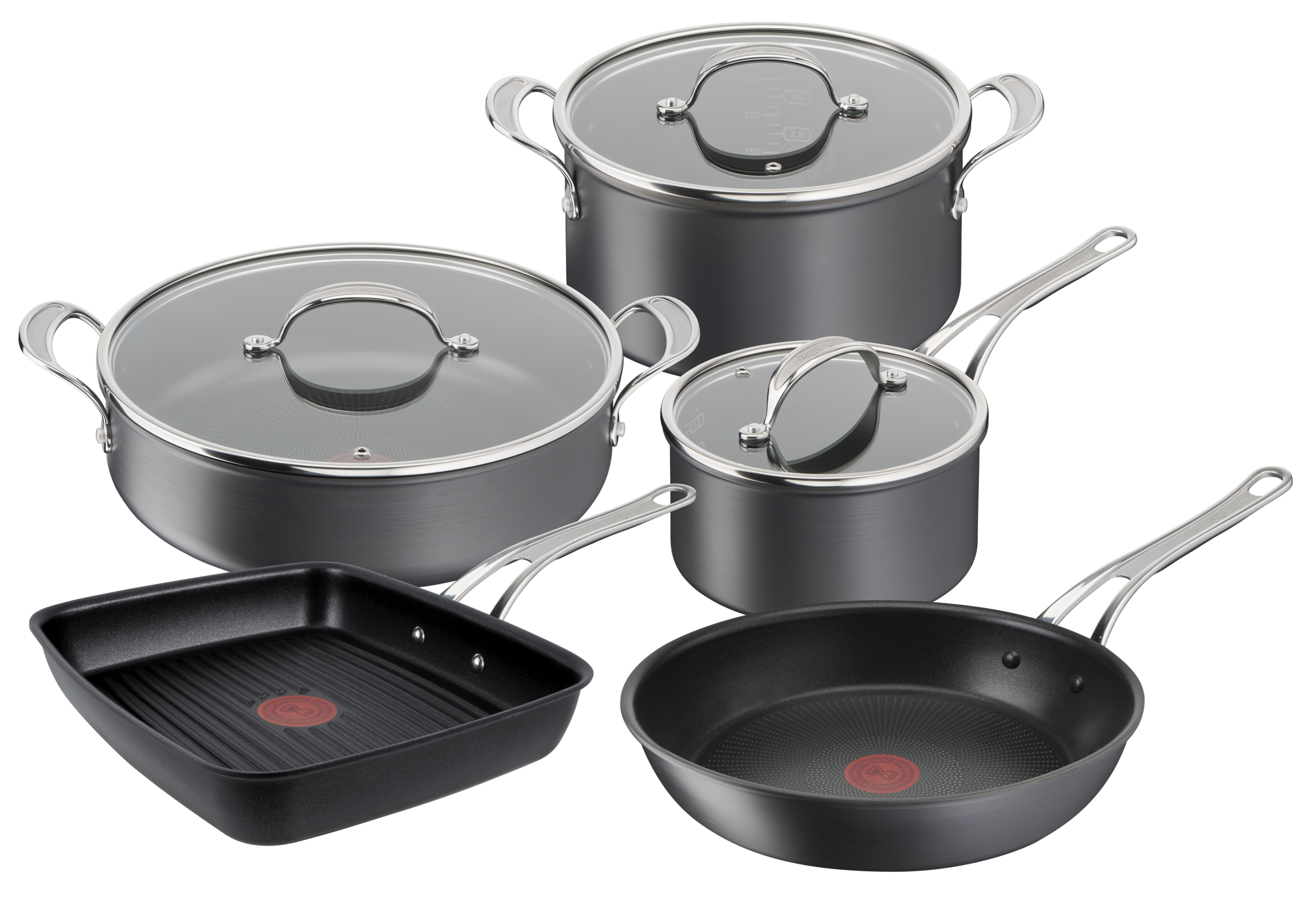 User Manual and FAQs for Jamie Oliver by Tefal Cook's Classics Induction Non-Stick Hard Anodised 5-Piece Cookware Set