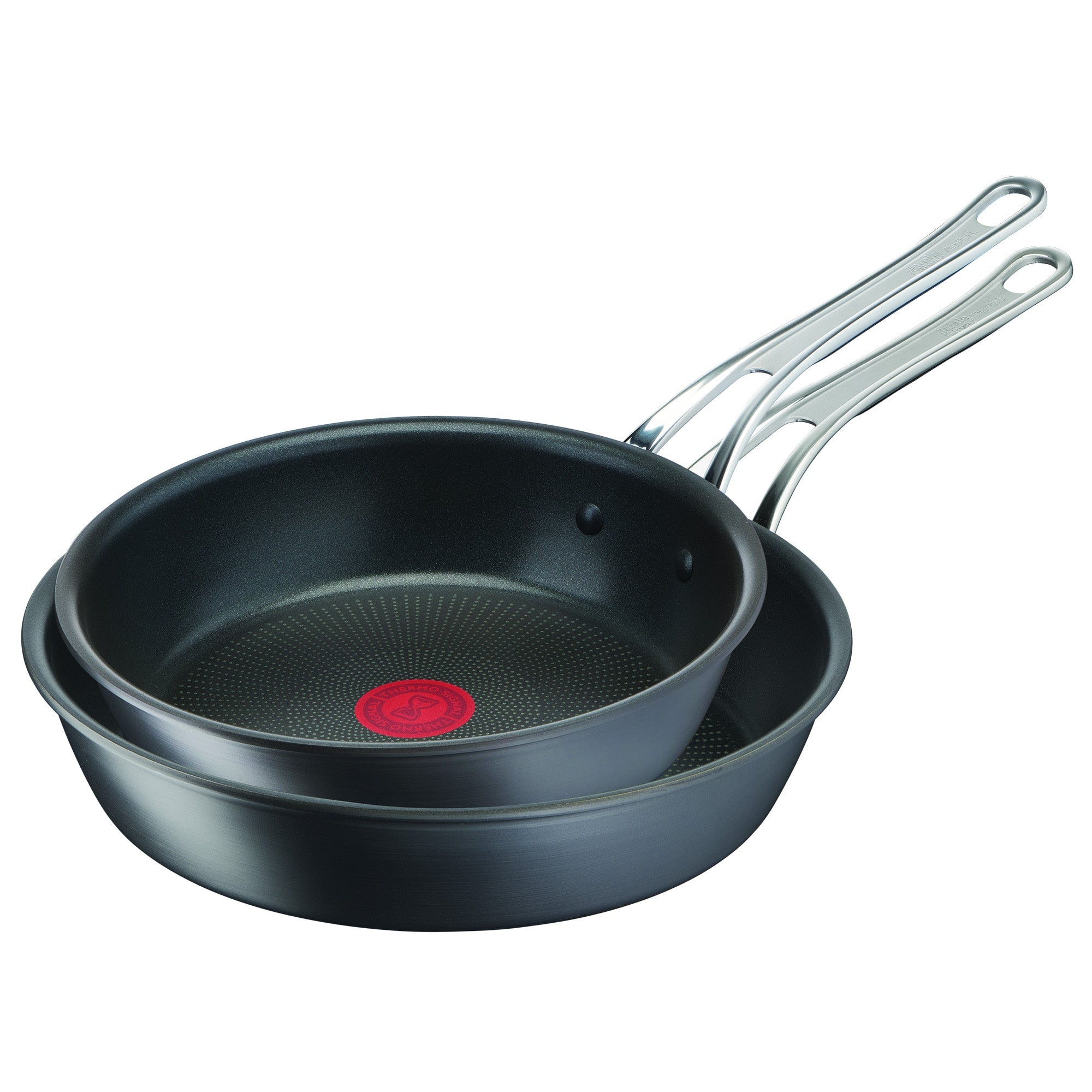 User Manual and FAQs for Jamie Oliver by Tefal Cooks Classic Non-Stick Induction Hard Anodised Twinpack Frypan Set 24/28cm