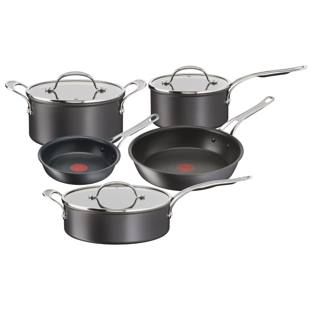 User Manual and FAQs for Jamie Oliver by Tefal Cooks Classic Non-Stick Induction Hard Anodised 5pc Cookware Set