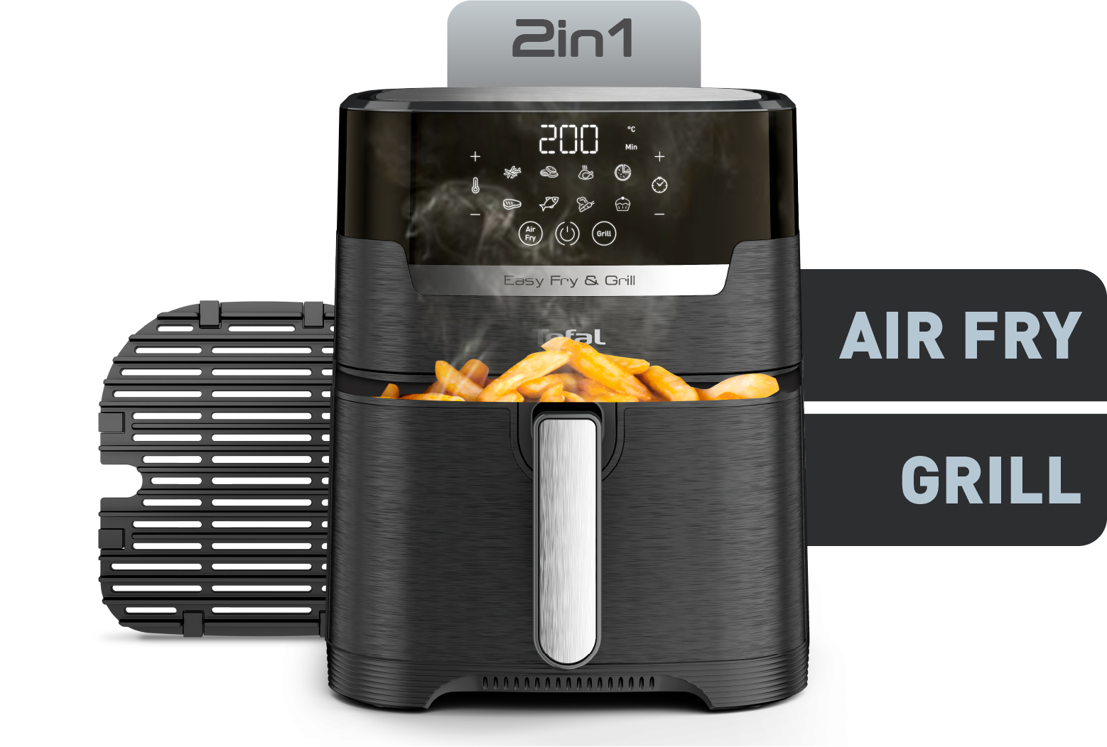 User Manual and FAQs for Tefal Easy Fry and Grill Precision 2-in-1 Air Fryer and Grill EY5058