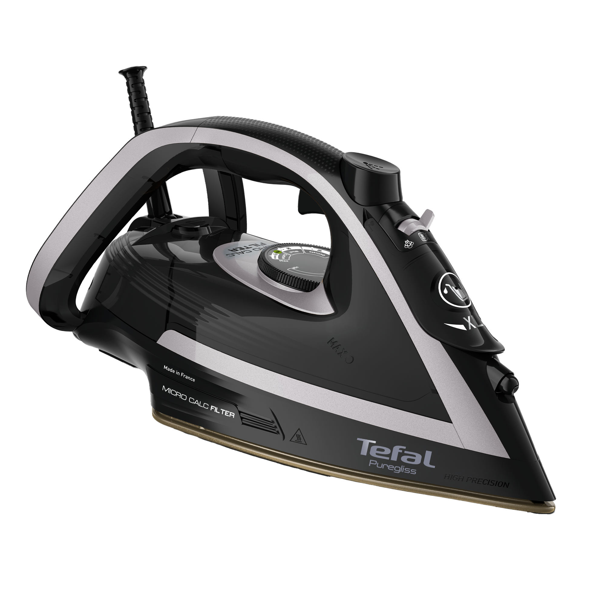 User Manual and FAQs for Tefal Puregliss Anti-Calc Shady & Black Steam Iron FV8062